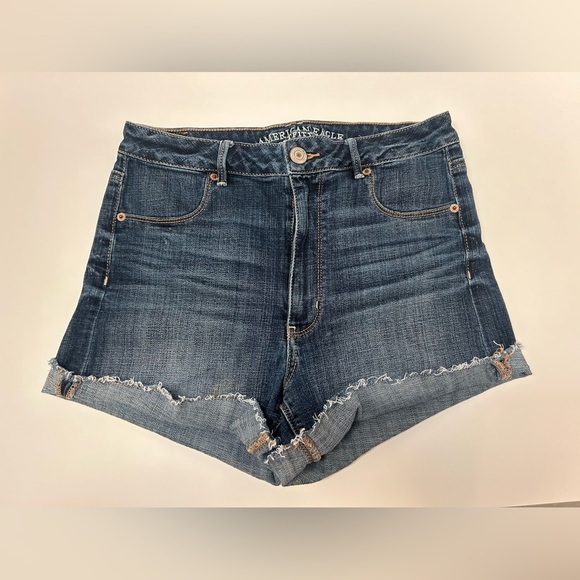 American Eagle Sky High Shortie Cuffed Raw Hem Shorts Size 12 *Run Small 8 - Picture 1 of 16